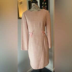 Ladies Chadwick pink tweed dress with bows, size 10 petite